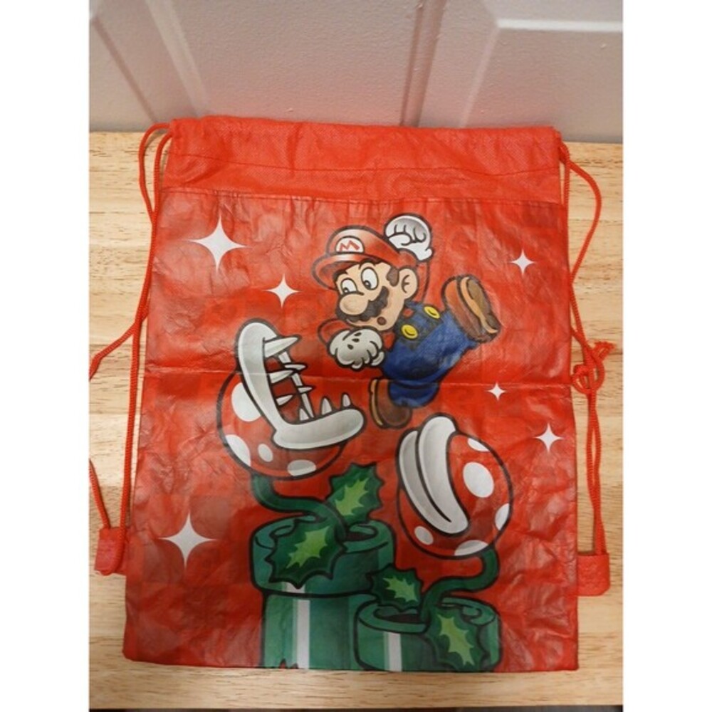 Super Mario Bros Princess Peach Cinch Bag Red‎ Drawstring Bag Tote Backpack - Picture 2 of 2
